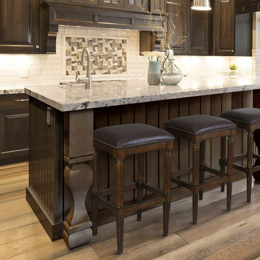 Manchester 31in.H Square Bar Stool- Distressed Walnut