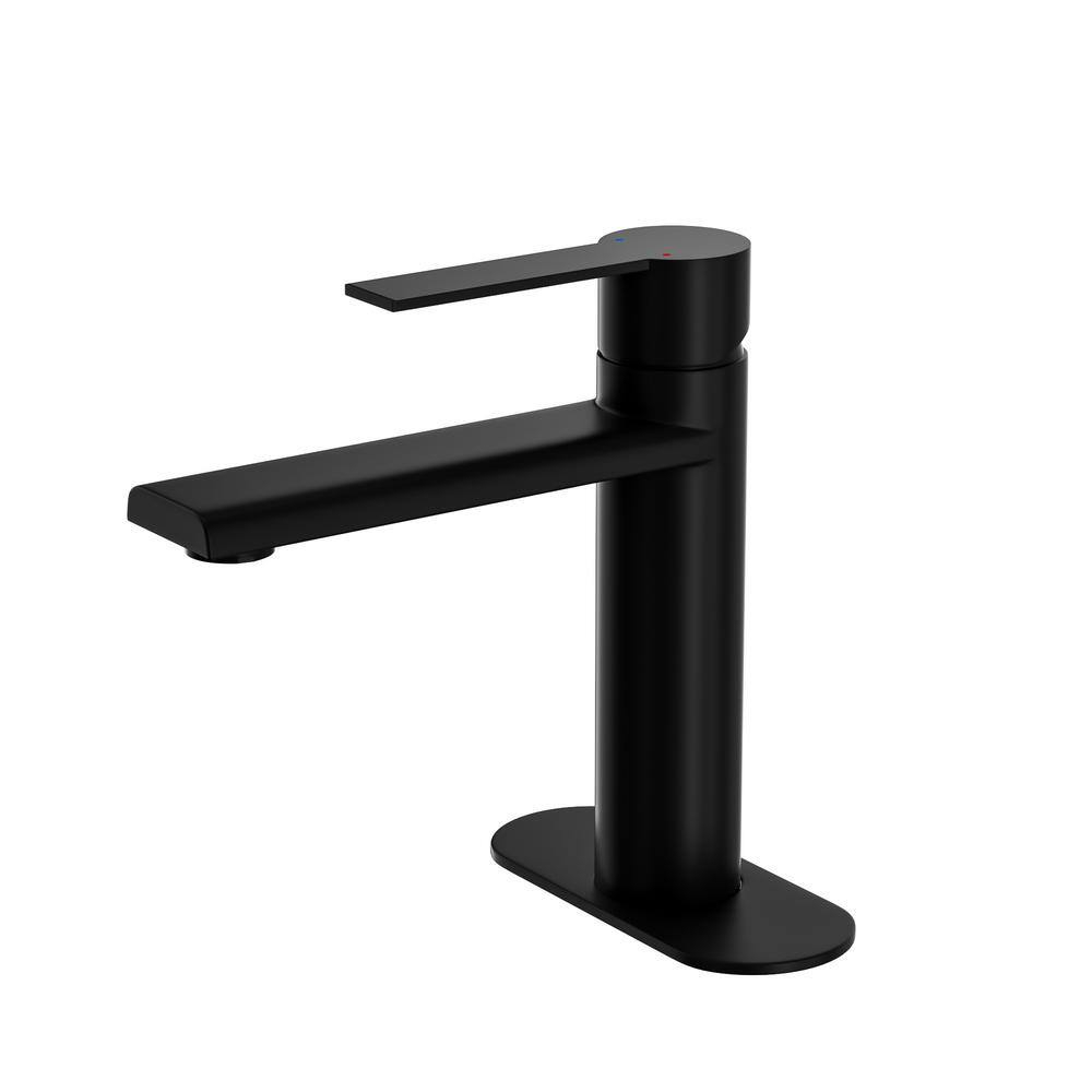 Black Bathroom Faucet Single Hole Bathroom Sink Faucet, Matte Black Single Handle Vanity Basin Faucets with Supply Deck Plate, Modern Farmhouse RV Faucet 1 or 3 Holes