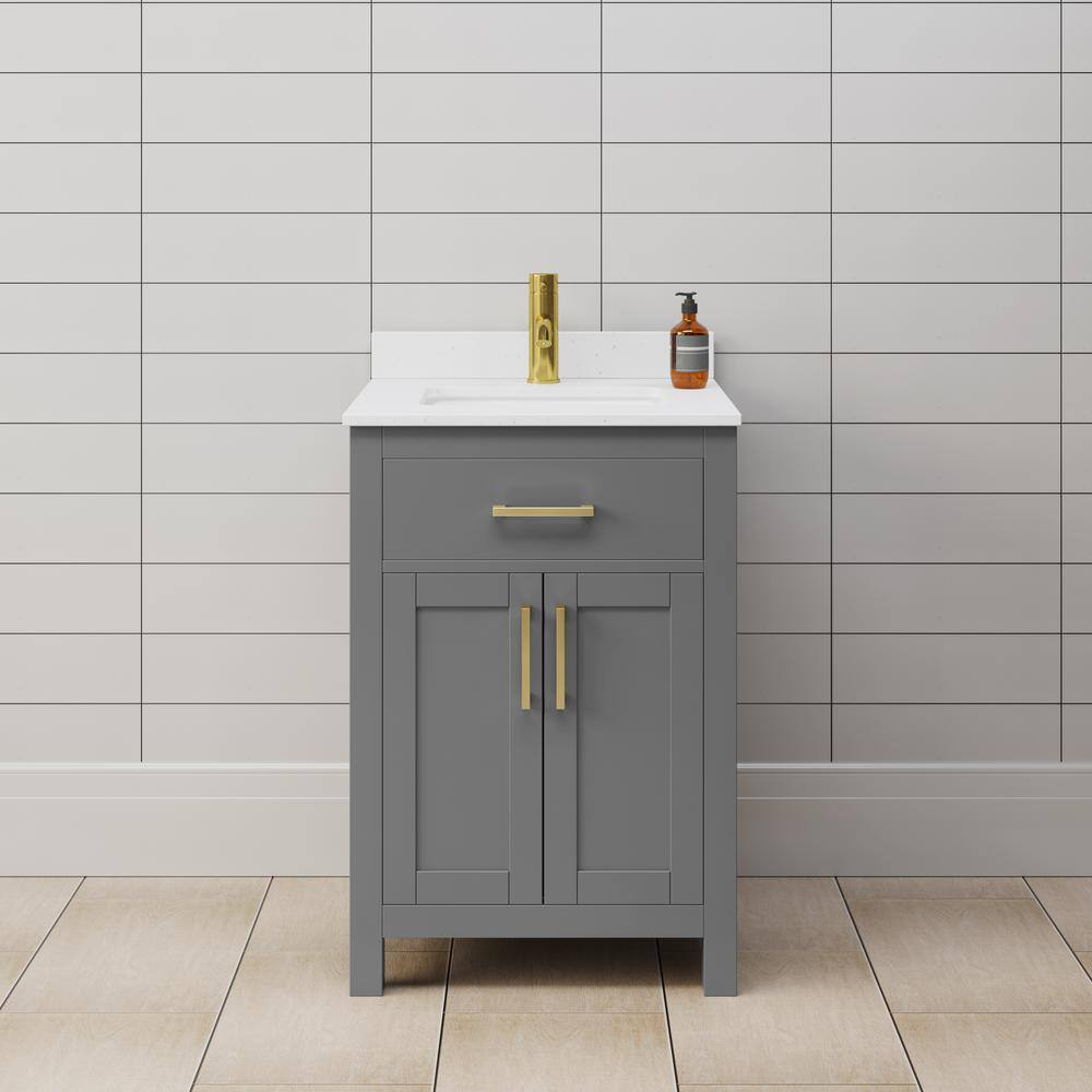 Wyndham Collection Beckett 24" Freestanding Single Bathroom Vanity with Cultured Marble Top