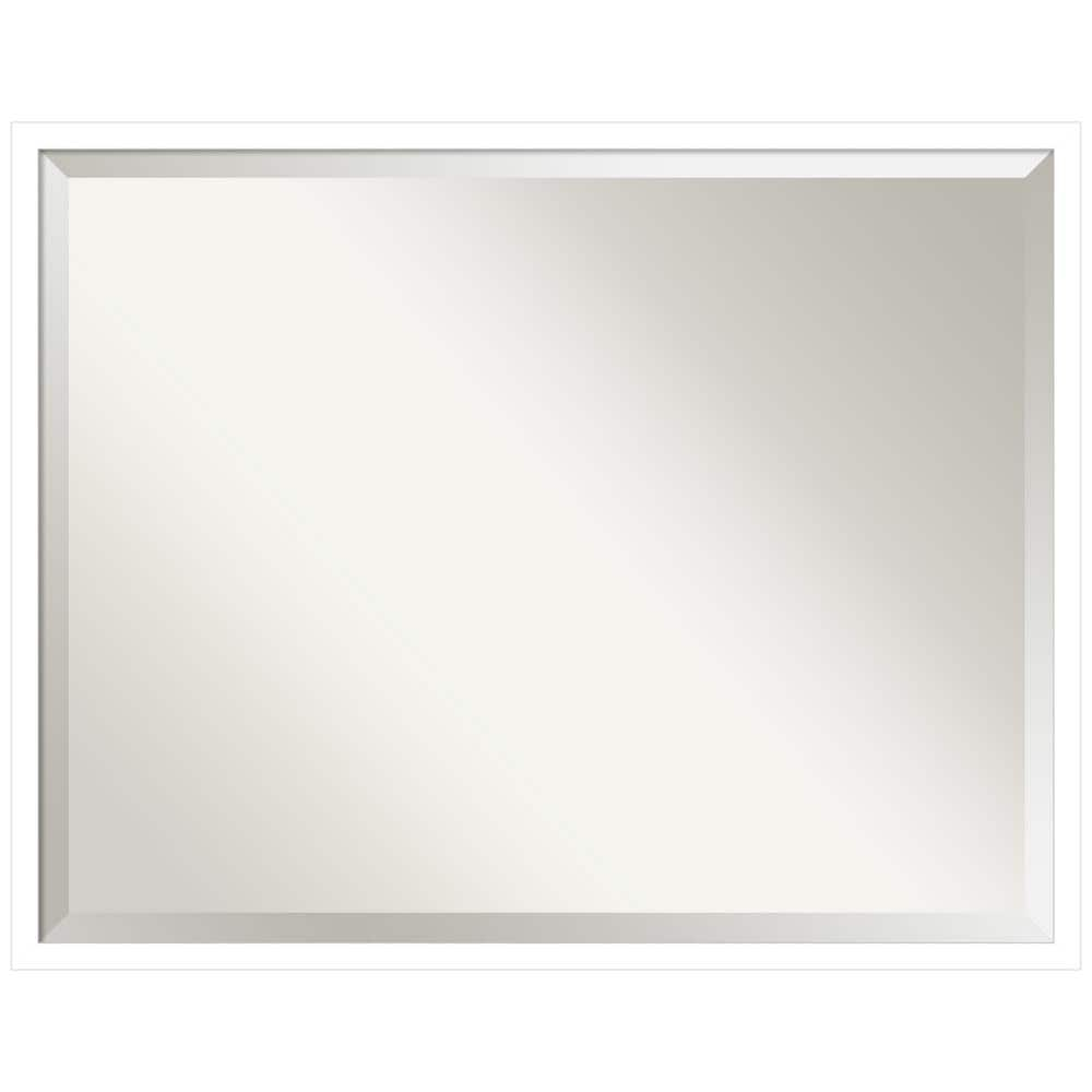 Amanti Art Beveled Wood Bathroom Wall Mirror - Svelte Frame Svelte White Outer Size: 29 x 23 in White
