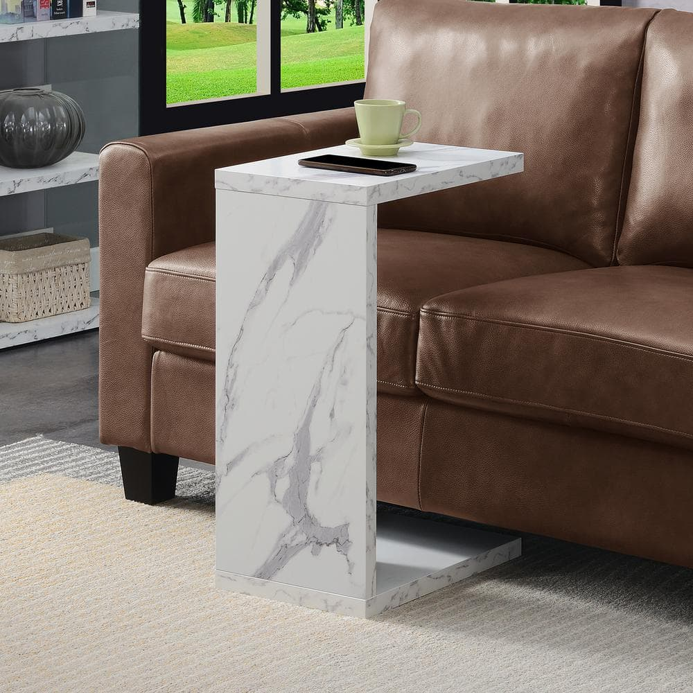 Convenience Concepts Northfield Admiral C End Table, White Faux Marble