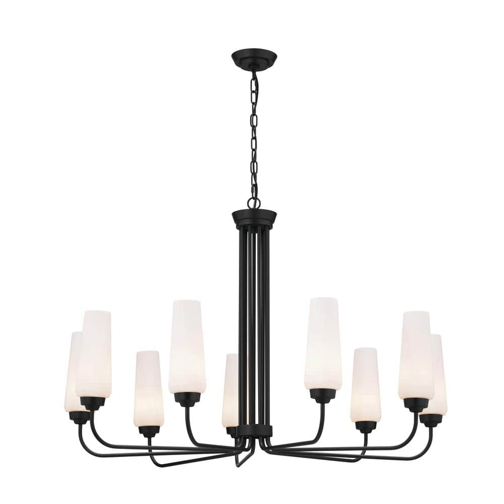 52481BK-Kichler Lighting-Truby - 9 Light Large Chandelier In Art Deco Style-26 Inches Tall-Black Finish    -Traditional Installation