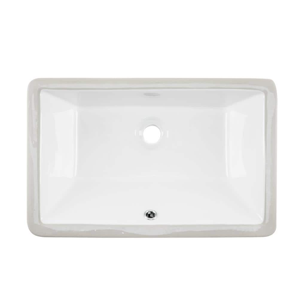 21 in. x 13-3/8 in. Glazed Porcelain Bathroom Sink in White