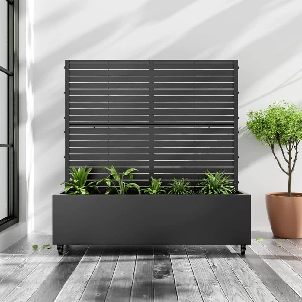 Black Metal 47" x 47" Raised Garden Bed with Trellis