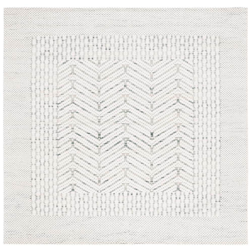 SAFAVIEH Marbella Marsan Bordered Area Rug, Ivory/Green, 6' x 6' Square