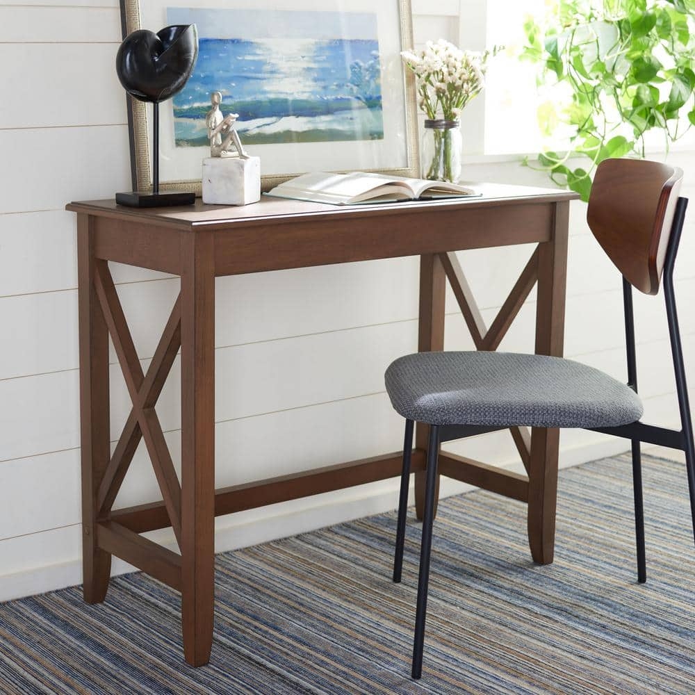 SAFAVIEH Kaytee Solid Retro X Side Writing Desk, Brown