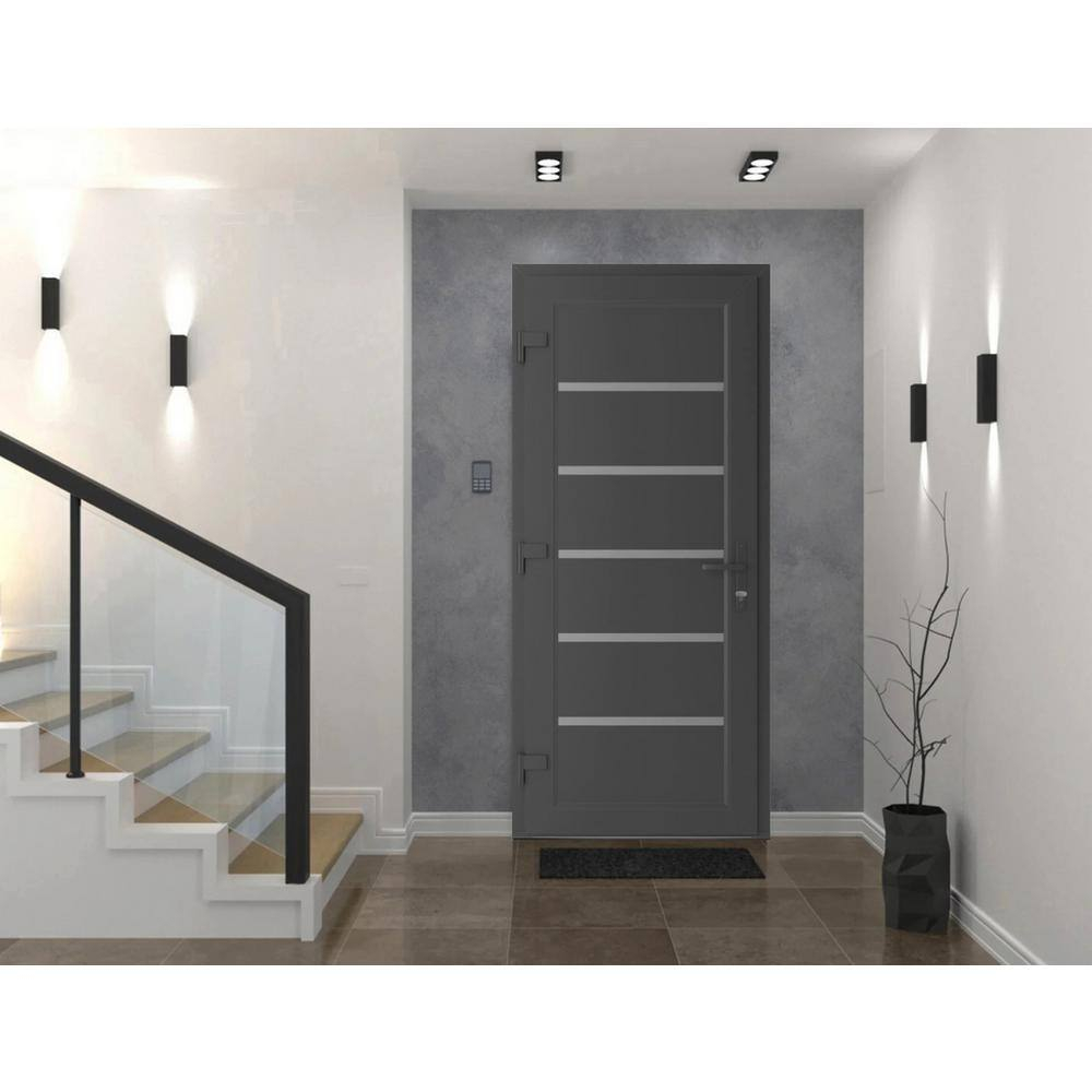 Front Exterior Prehung Metal-Plastic Door | Manux 8415 Antracite Grey | Office Commercial and Residential Doors Entrance Patio Garage W30x80 Right-hand