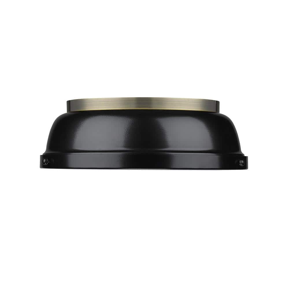 Golden Lighting Duncan 2-Light Flush Mount in Aged Brass with Black