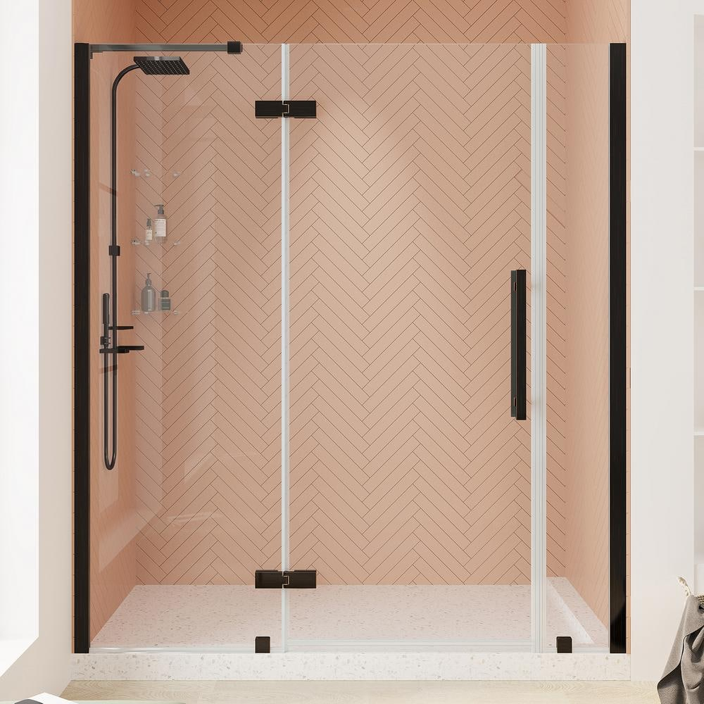 Ove Decors Tampa 62-1/16 in. W x 72 in. H Alcove Frameless Hinge Shower Door in Oil Rubbed Bronze