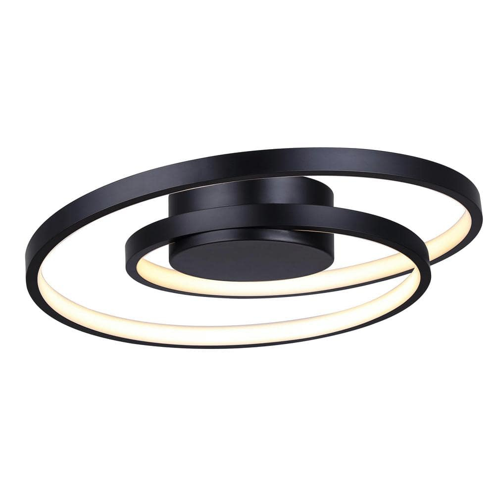 Canarm LIVANA 16-Inch LED Flush Mount, Matte Black, Dimmable, 25W Integrated LED, 1050 Lumens, 3000K, Modern Design
