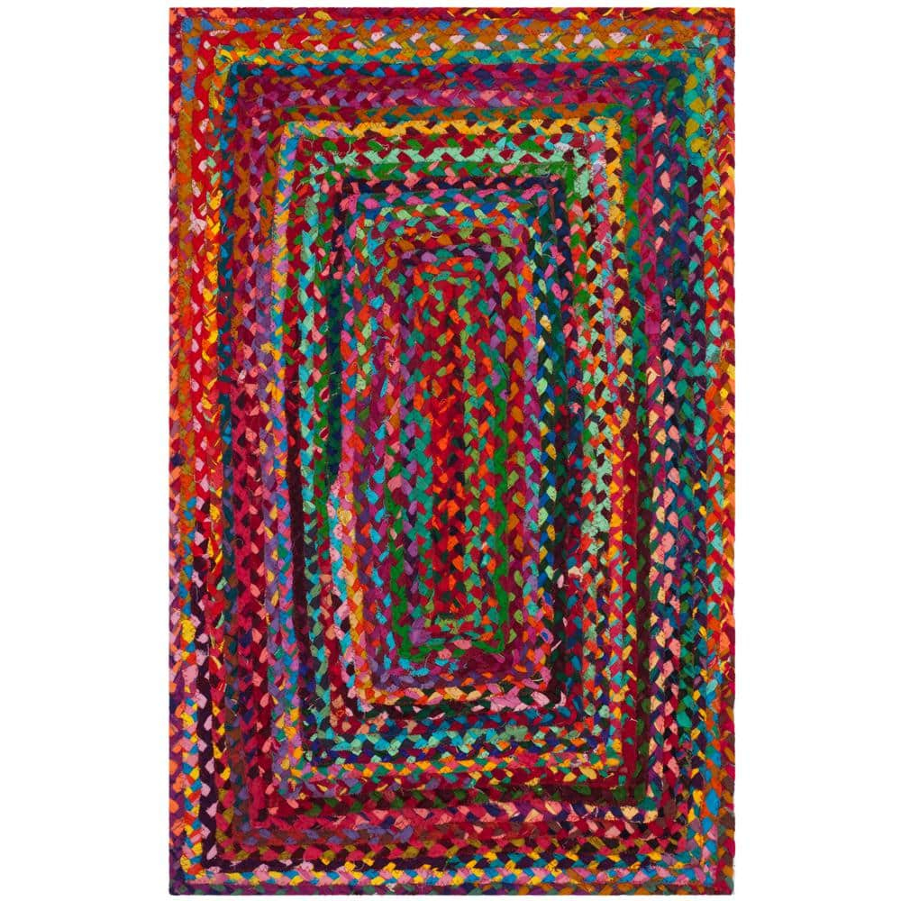 Braided BRD210 Hand Woven Accent Rug - Red/Multi - 2'x3' - Safavieh.