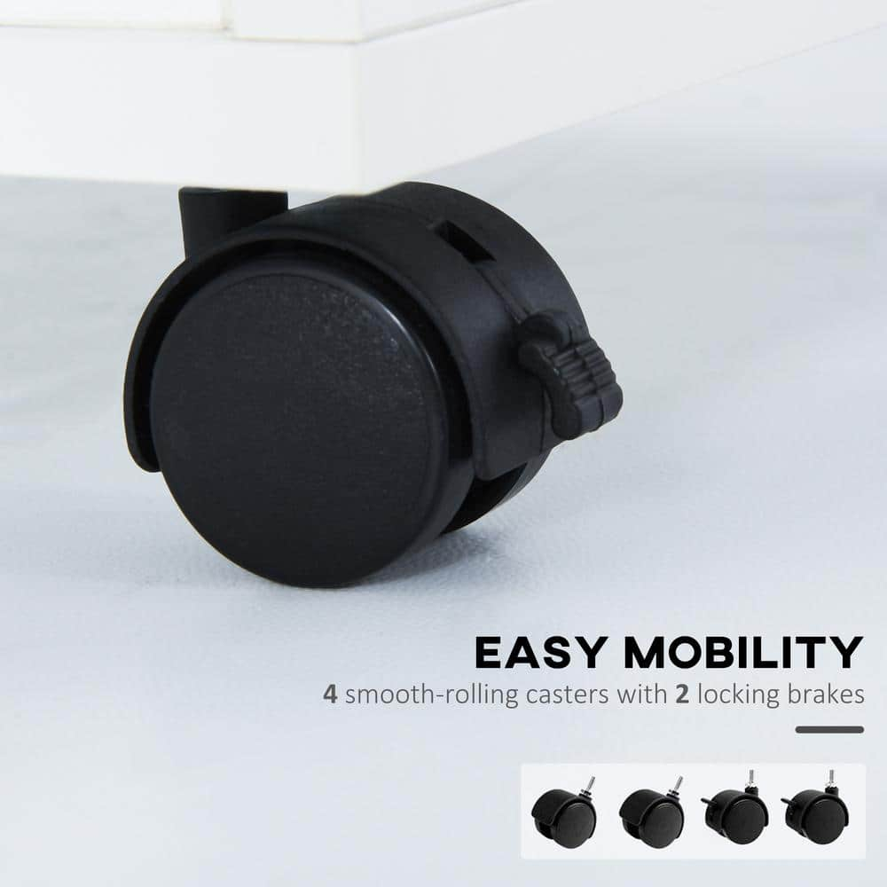 Mobile Storage Cabinet Organizer with Drawer and Cabinet, Printer Stand with Castors in White