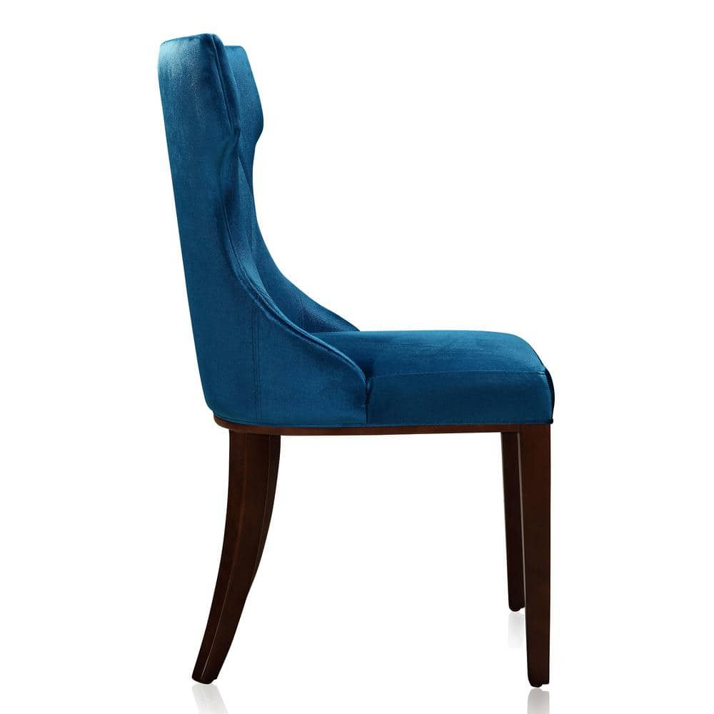Manhattan Comfort Reine 18.5" Velvet Dining Chair in Cobalt Blue (Set of 2)