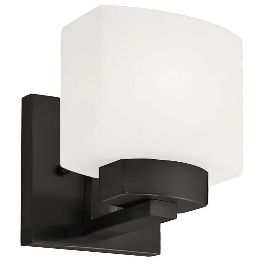 Design House Dove Creek Dimmable Wall Light Sconce with Frosted Glass, Matte Black