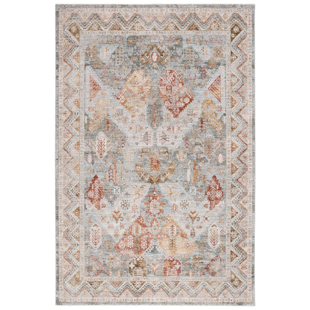 Hamilton HLT104 Power Loomed Area Rug - Blue/Gold Rust - 4'x6' - Safavieh.