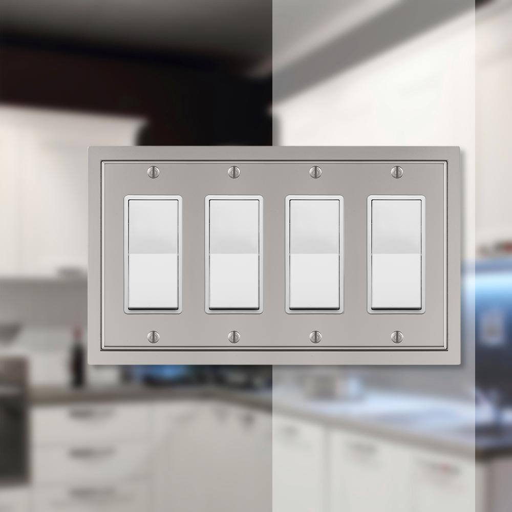 Amerelle 900R4N Shaker Wallplate, 4 Rocker, Cast Metal, Satin Nickel, 1-Pack