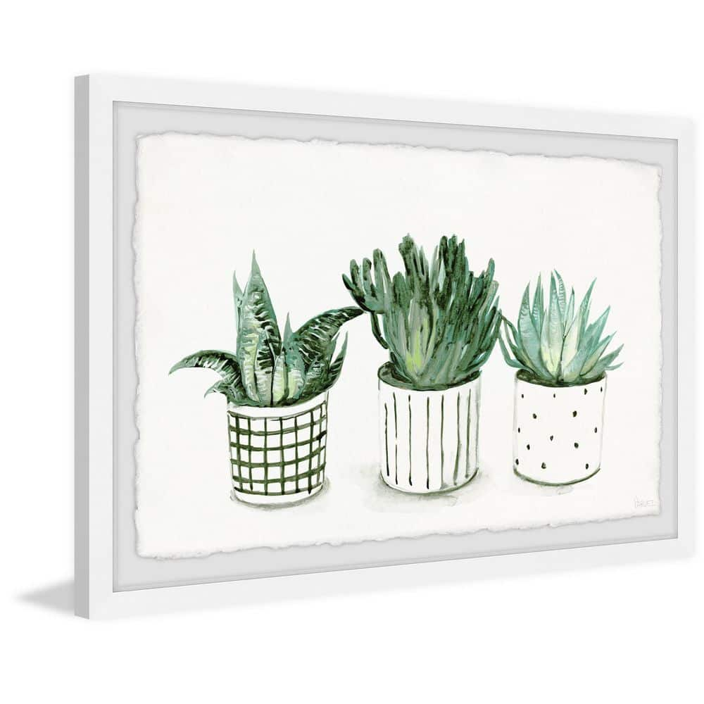 Parvez Taj Green Patterned Pots Framed Wall Art