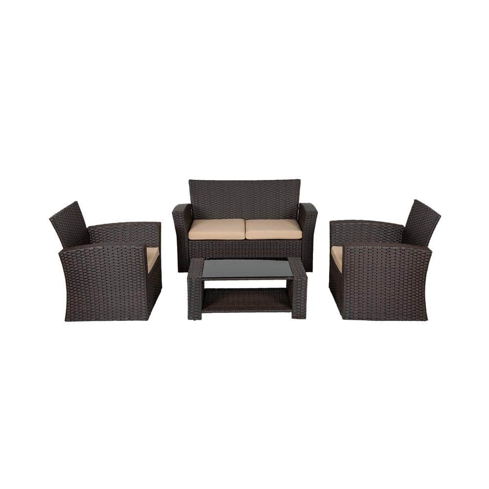Grandview Outdoor Chocolate 4-piece Patio Conversation Set Beige