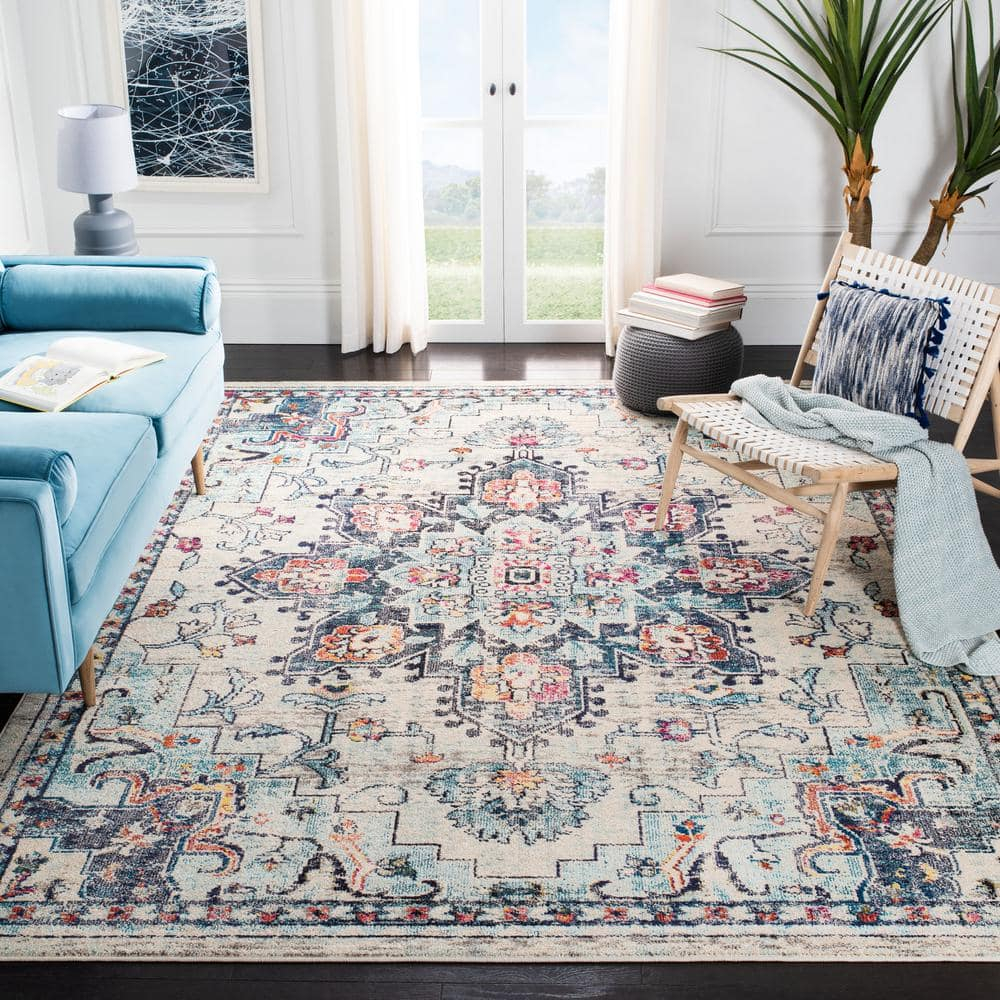SAFAVIEH Madison Dalia Oriental Area Rug, Cream/Blue, 12' x 15'