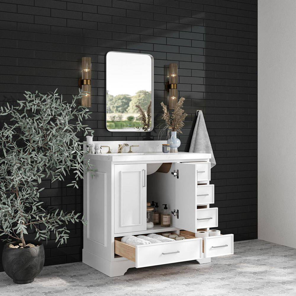 Ariel M036slcqrvo Stafford 36" Free Standing Single Basin Vanity Set - White