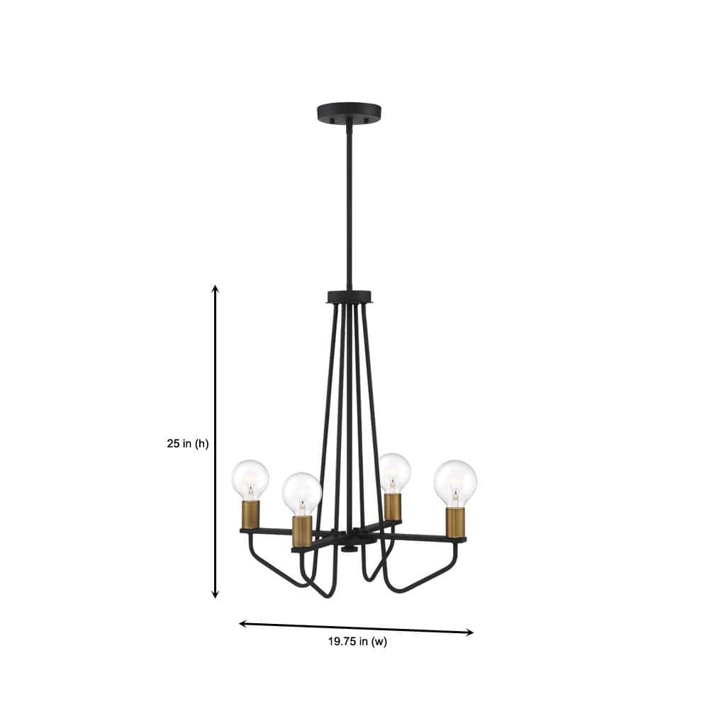 Ravella Black Mini Plug-in Chandelier with Brass Accents