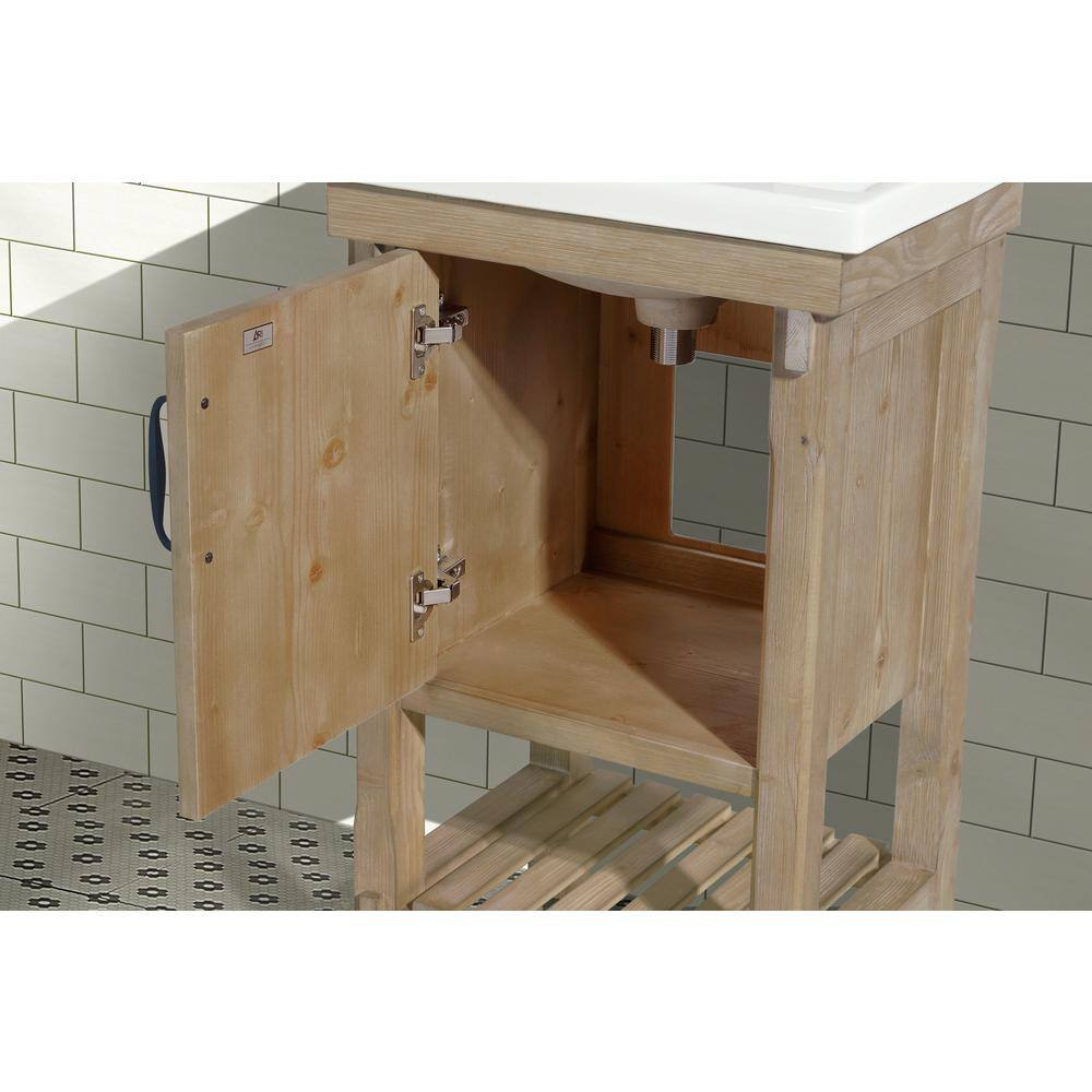 Marina 20 in. W x 15.5 in D Bath Vanity in Weathered Fir with Ceramic Vanity Top in White with White Basin
