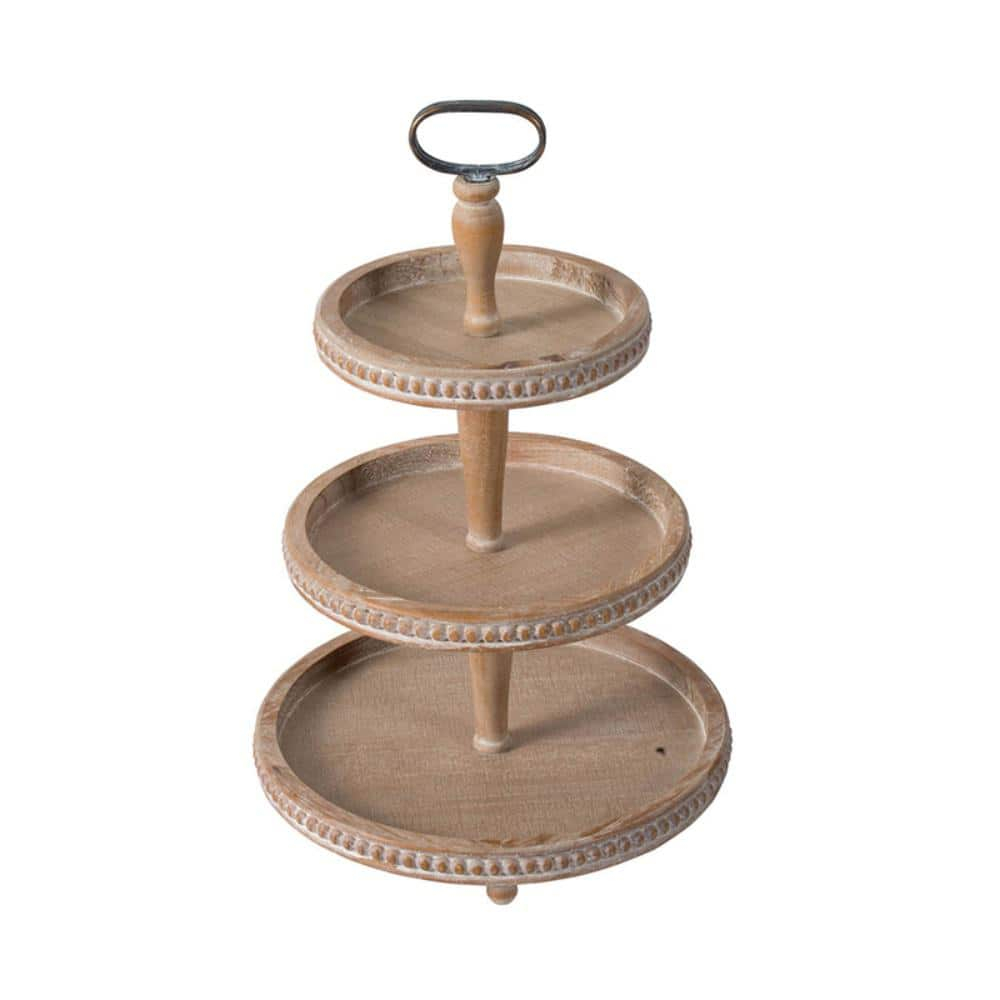 A&B Home 24.5" Tray - Whitewash Tan, Antique Black