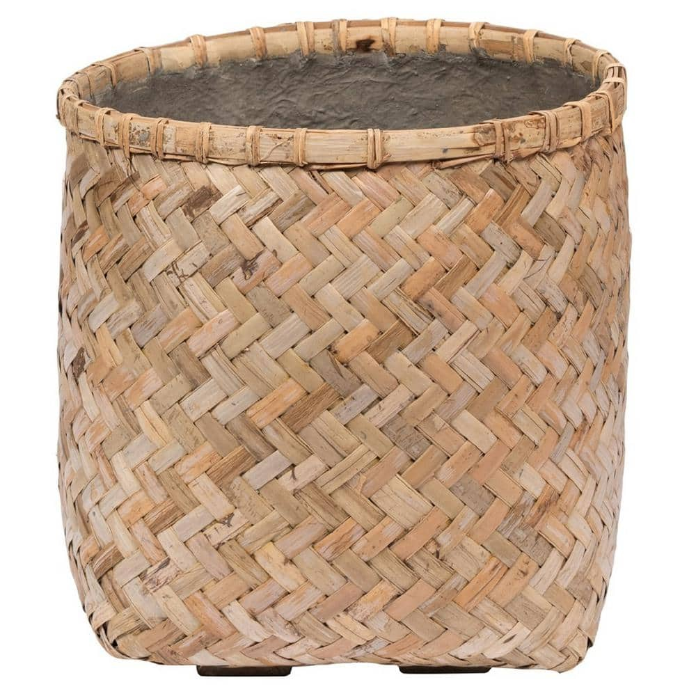 Pottery Pots USA Inc. Pottery Pots Zayn Bamboo Indoor Outdoor Round Planter, Natural Finish 14.6" x 14.6" x 14.3"