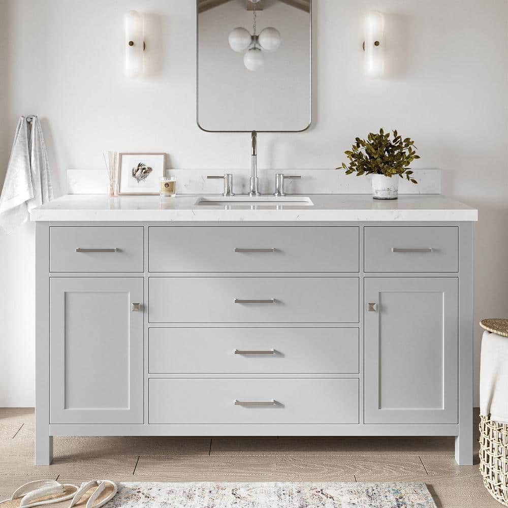 Ariel H060scqrvo Bristol 60" Free Standing Single Basin Vanity Set - Grey