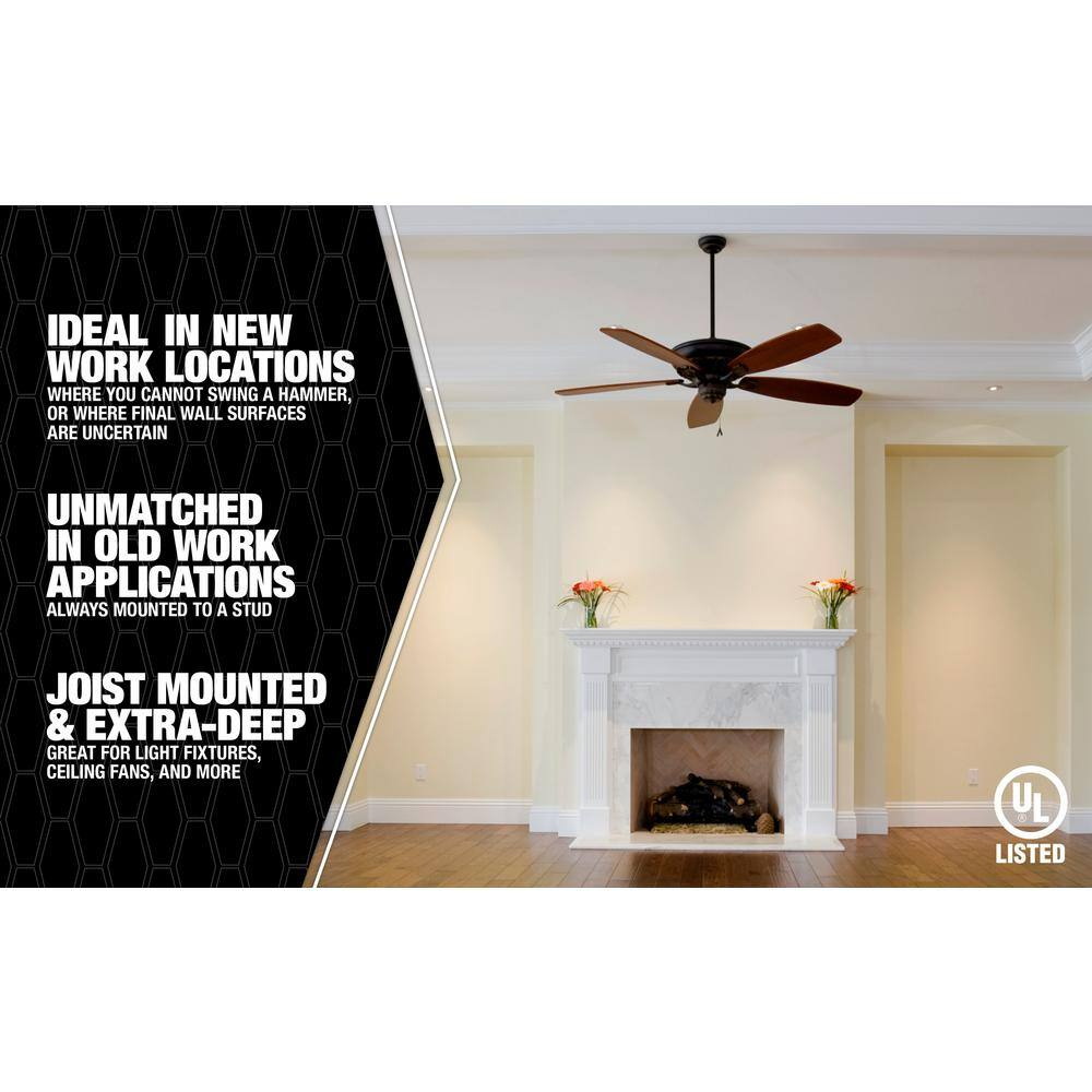 Southwire Smart Box Adjustable Depth 75 lbs. Light Fixture Support/50 lbs. Ceiling Fan Support