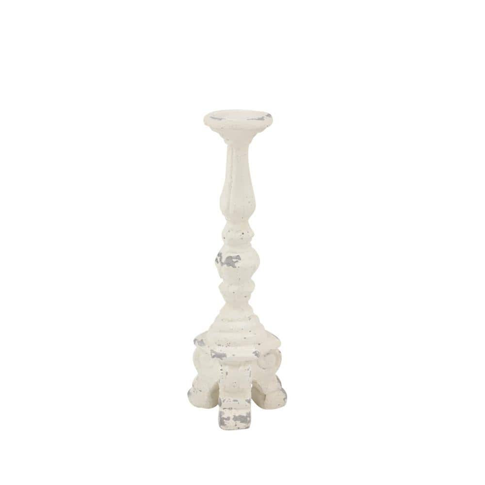 DecMode 7"W, 20"H Vintage Candlestick, White, 1 - Piece