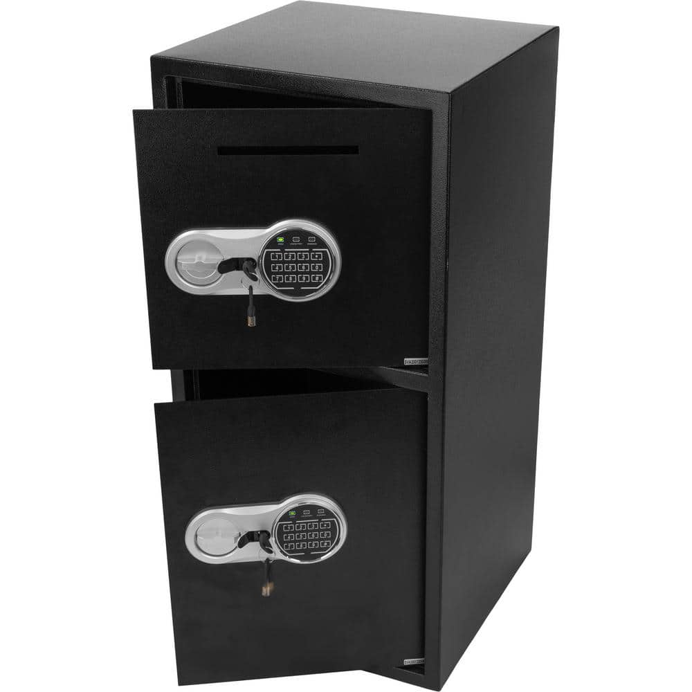 Black Steel Dual Compartment Electronic Safe Deposit Box