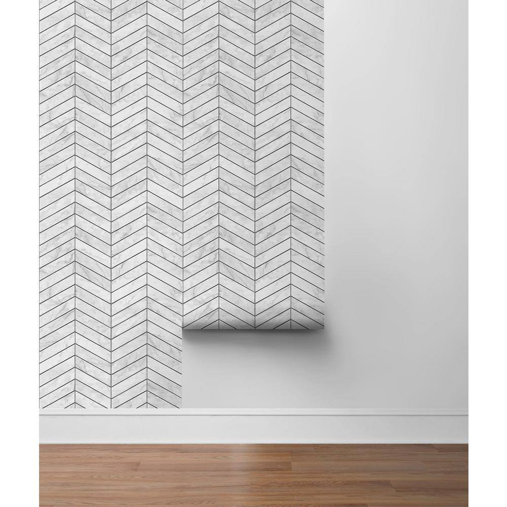Lillian August Marbled Chevron Peel and Stick Wallpaper