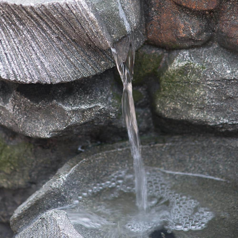 31 in. Tall Outdoor 4-Tier Rock Water Fountain with LED Lights