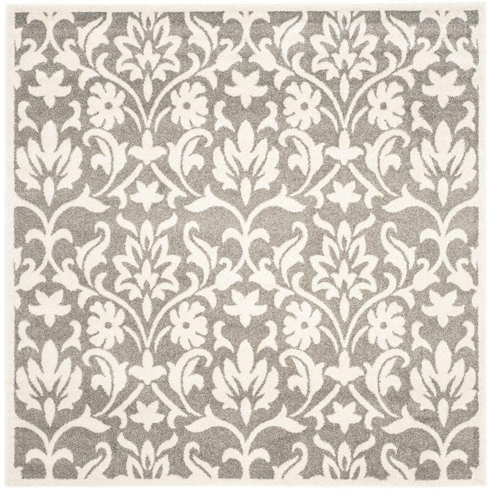 SAFAVIEH Amherst Jerrald Geometric Area Rug, Dark Grey/Beige, 7' x 7' Square