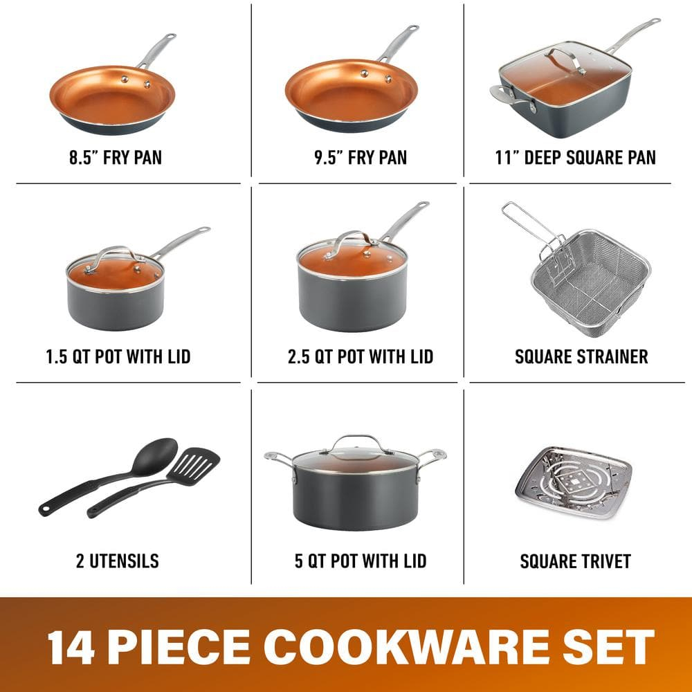 14-Piece Aluminum Ti-Ceramic Nonstick Cookware Set