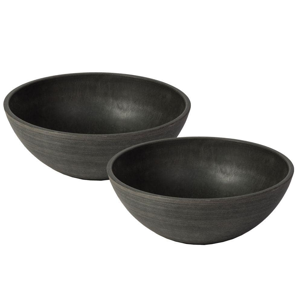 Algreen  4.5 x 12 x 12 in. Valencia Planter Bowl, Textured Charcoal - Pack of 2