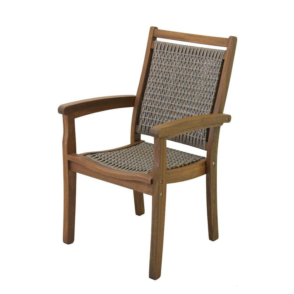 Havenside Home Eilaf Driftwood Grey Wicker & Eucalyptus Stacking Armchair - N/A