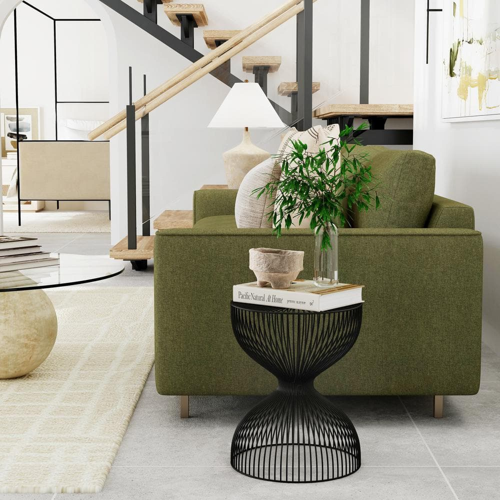 Nicholas 14 in. W Black Round Iron End Table