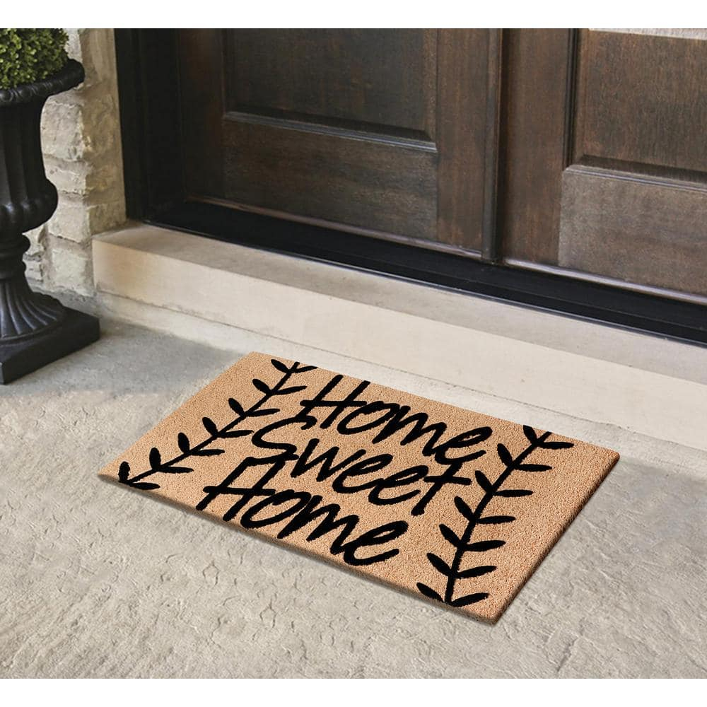 A1HC Natural Coir Flocked Doormat with Heavy Duty Non-Slip PVC Backing Easy to Clean, Fade Resistant, Pet Friendly Outdoor Welcome Mat, Low-Profile Durable Doormat