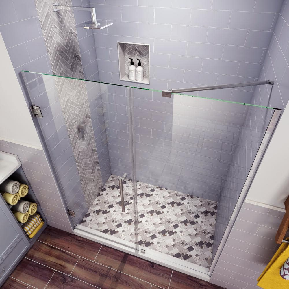 Belmore Frameless Clear Glass Hinged Shower Door with Chrome Finish