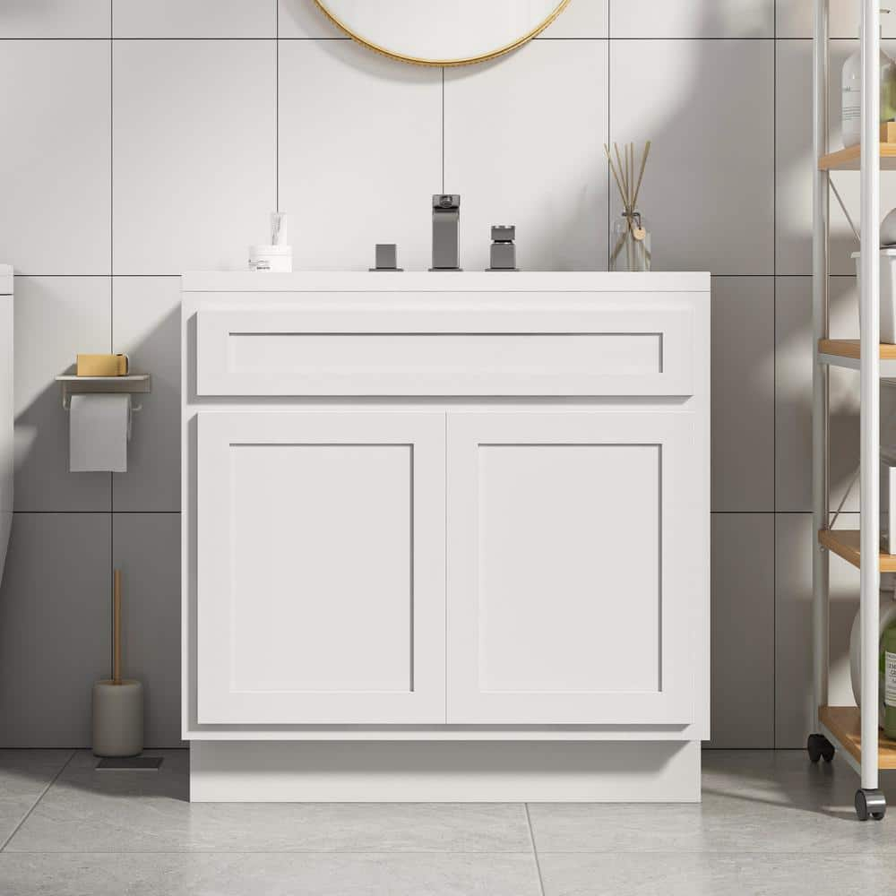 Vanity Art  Vanity Cabinet with Knockdown, White - 39 x 21 x 32.5 in.