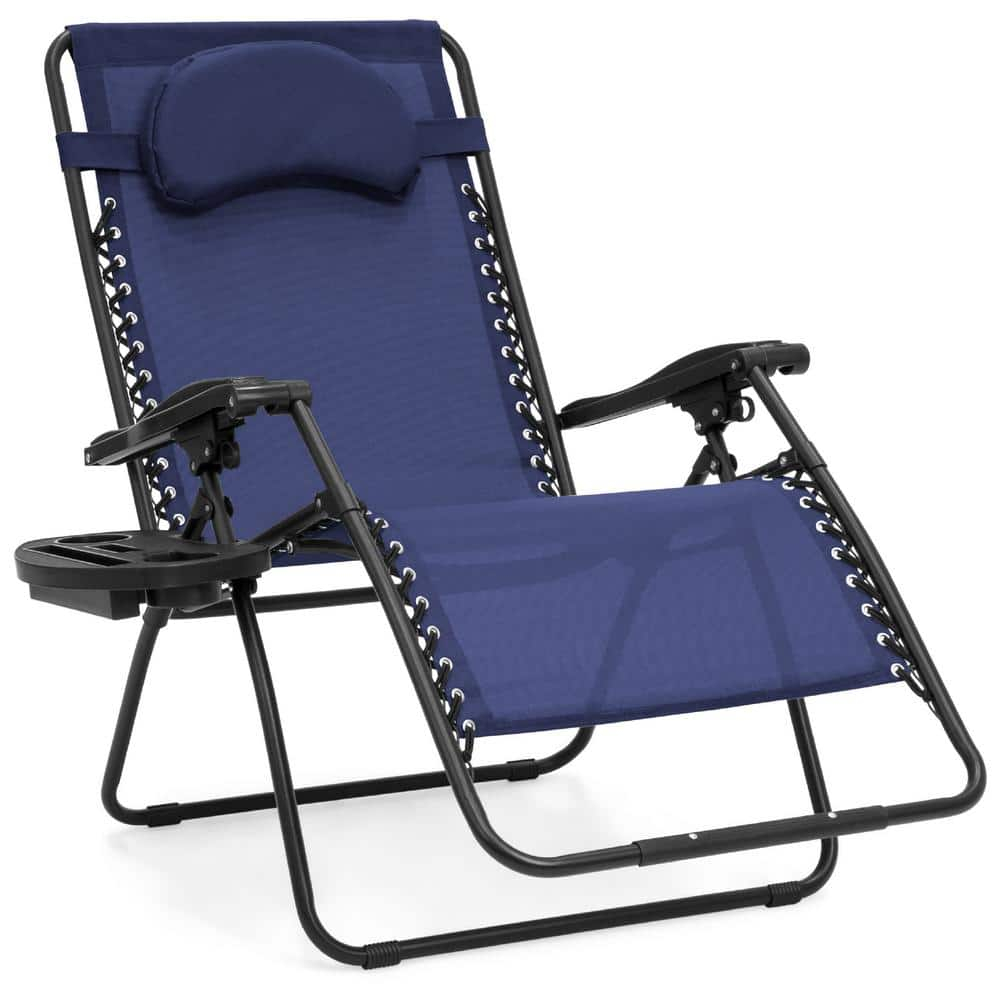 Best Choice Products Oversized Zero Gravity Chair, Folding Outdoor Patio Recliner w/ Cup Holder - Navy