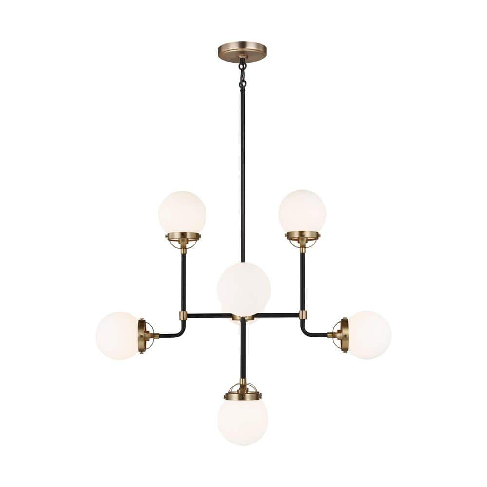 Generation Lighting Cafe 8 -Light Satin Brass Modern/contemporary For Use in Dining Rooms, Foyers, Kitchens, Chandelier