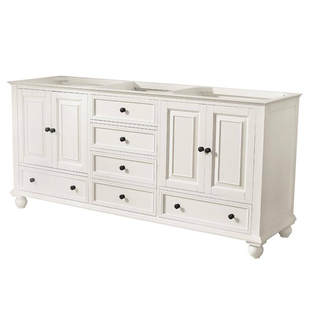 French White Solid Wood Double Freestanding Vanity, 72-inch