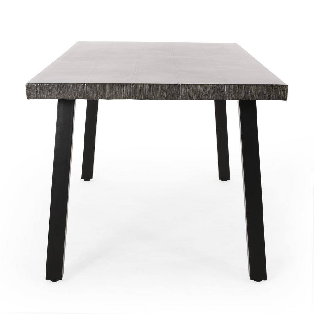 Noble House Pointe 68.75" Aluminum Patio Dining Table in Gray and Black