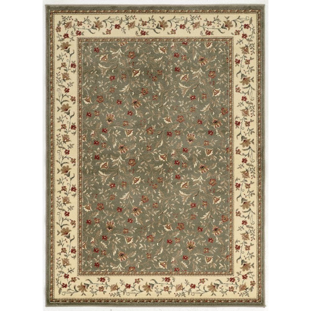 Radici Usa Como Area Rug 1593 Sage Italian Bordered 5' 5" x 7' 7" Rectangle
