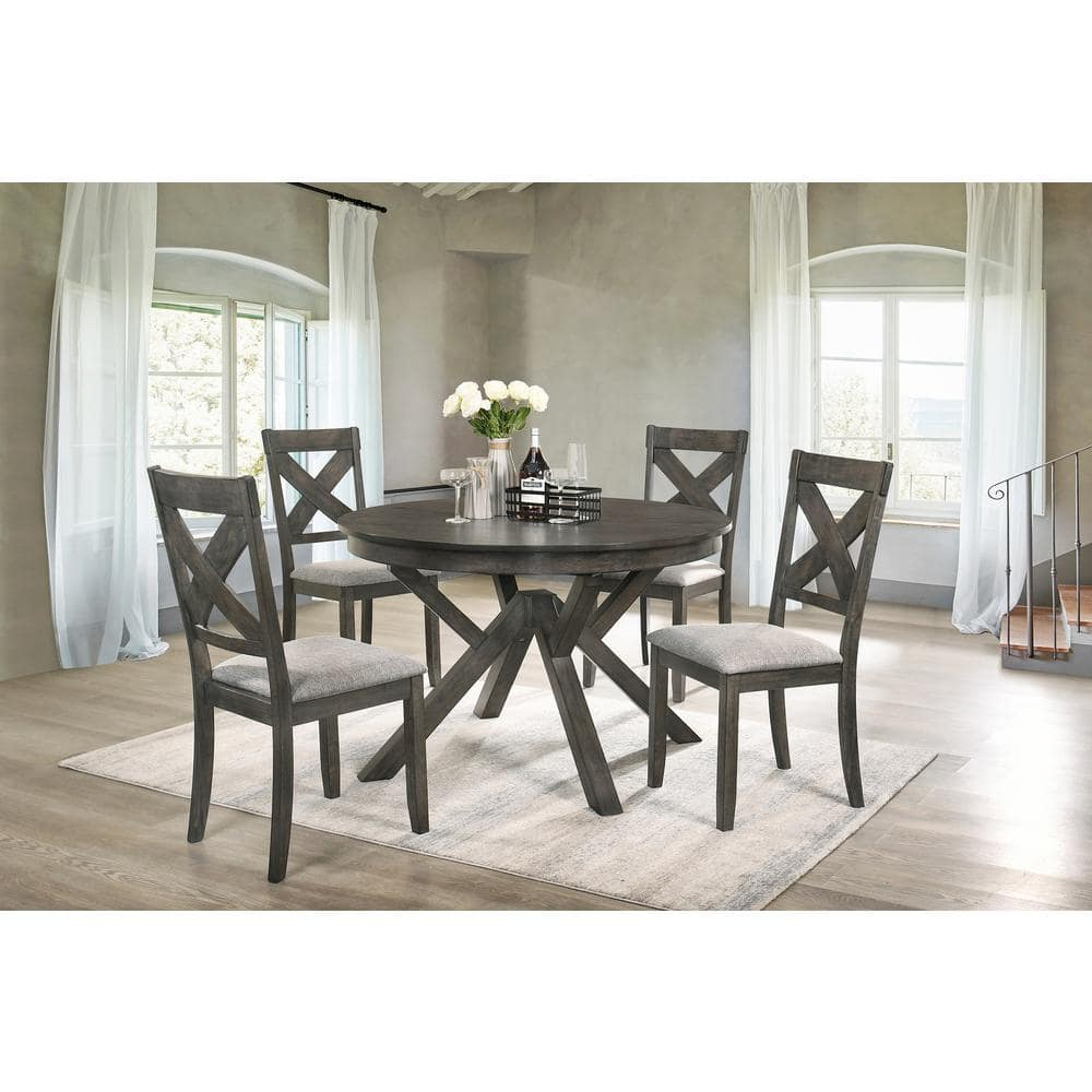 New Classic Furniture Gulliver 5-Piece Solid Wood Dining Set in Brown