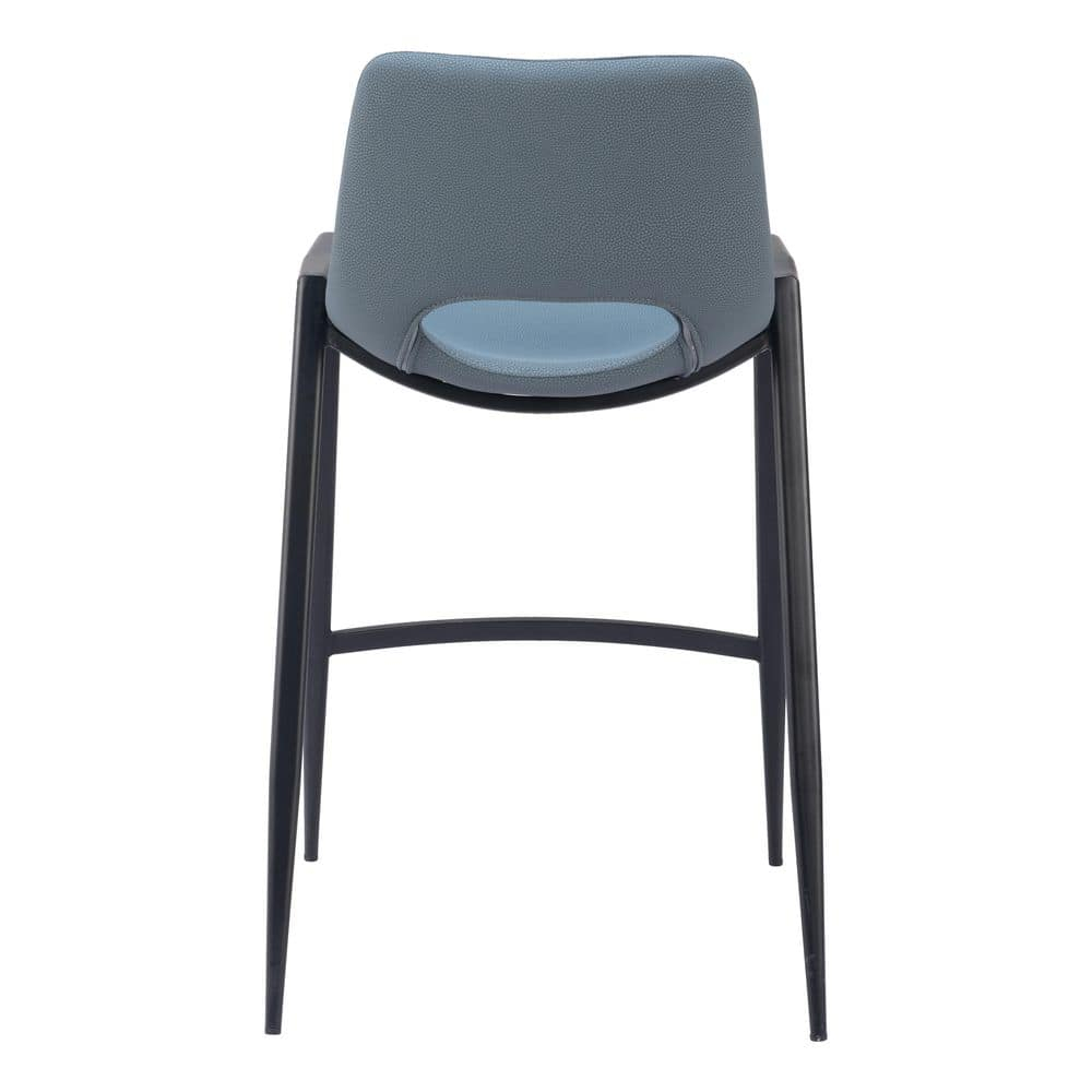 Desi Blue Faux Leather and Black Metal Counter Stool Set