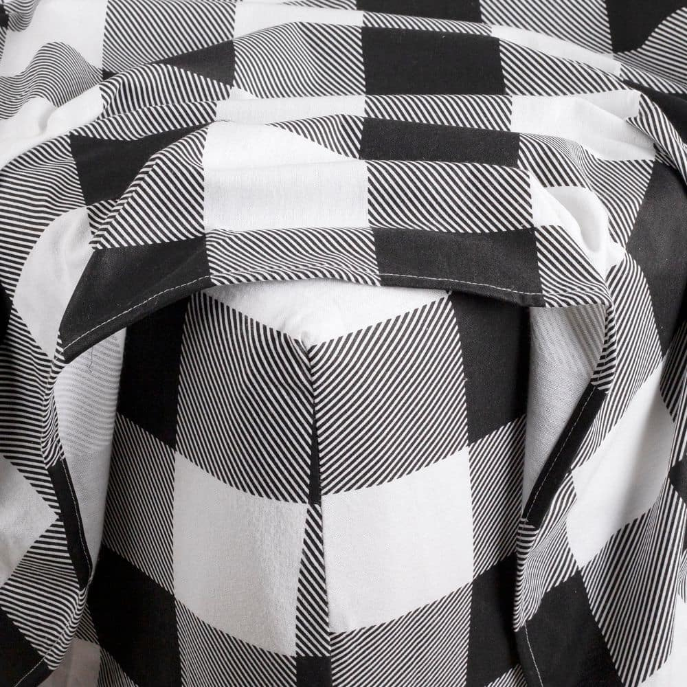 Twin Black and White Turkish Cotton Flannel Sheet Set